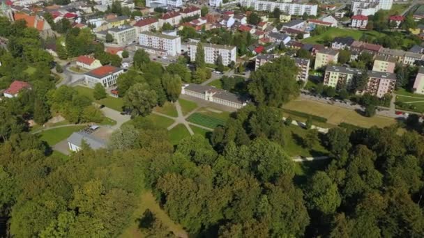 Downtown Park Konskie Park Centrum Luftaufnahme Polen Hochwertiges Filmmaterial — Stockvideo