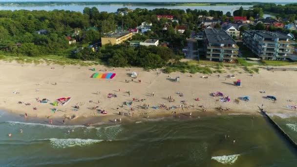 Praia Baltic Sea Dziwnow Plaza Morze Baltyckie Aerial View Poland — Vídeo de Stock