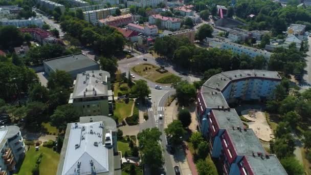 Plac Dabrowskiego Square Ustka Downtown Aerial View Polen Hochwertiges Filmmaterial — Stockvideo