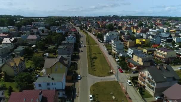 Casas Paisagem Wladyslawowo Krajobraz Domy Lakowa Vista Aérea Polônia Imagens — Vídeo de Stock