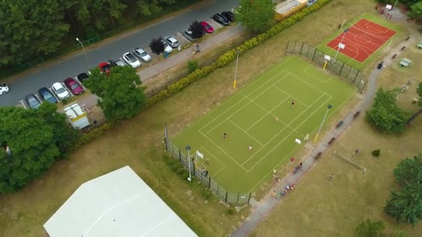 Tenisový Kurt Lazy Kort Tenisa Aerial View Polsko Vysoce Kvalitní — Stock video
