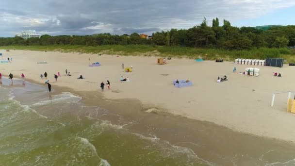 Plaża Bałtyk Międzyzdroje Plaza Morze Bałtyckie Widok Lotu Ptaka Polska — Wideo stockowe