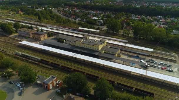 Vlakové Nádraží Pila Glowna Dworzec Kolejowy Aerial View Polsko Vysoce — Stock video