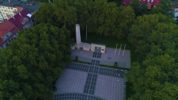 Pomnik Niepodleglosci Gorzow Wielkopolski Luchtfoto Polen Hoge Kwaliteit Beeldmateriaal — Stockvideo