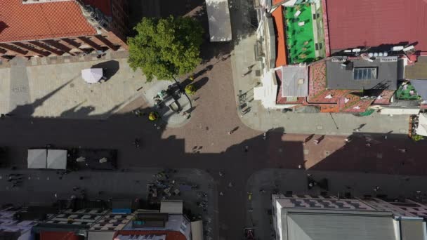 Eski Kasaba Meydanı Torun Rynek Staromiejski Hava Görüntüsü Polonya Yüksek — Stok video