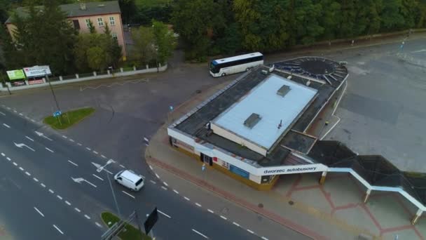 Bus Station Koszalin Dworzec Autobusowy Pks Aerial View Poland High — Stock Video