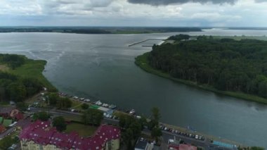 Lagoon Zalew Kamienski Dziwnow Krajobraz Hava Görüntüsü Polonya. Yüksek kalite 4k görüntü