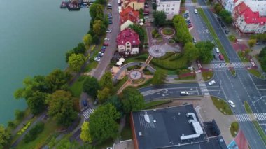 Promenade Gölü Zamkowa Geyiği Promenada Jezioro Hava Görüntüsü Polonya. Yüksek kalite 4k görüntü