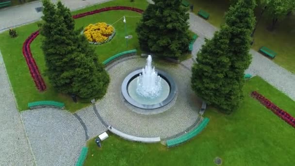Fountain Park Konstytucji Suwałki Fontanna Aerial View Poland Wysokiej Jakości — Wideo stockowe