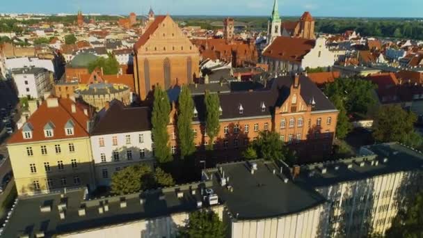Praça Cidade Velha Torun Stary Rynek Vista Aérea Polônia Imagens — Vídeo de Stock