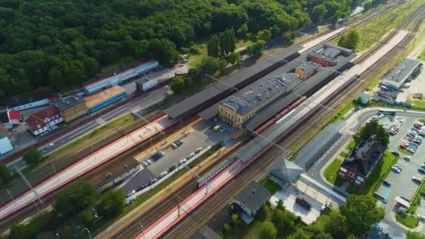Železniční Stanice Torun Glowny Dworzec Kolejowy Aerial View Polsko Vysoce — Stock video