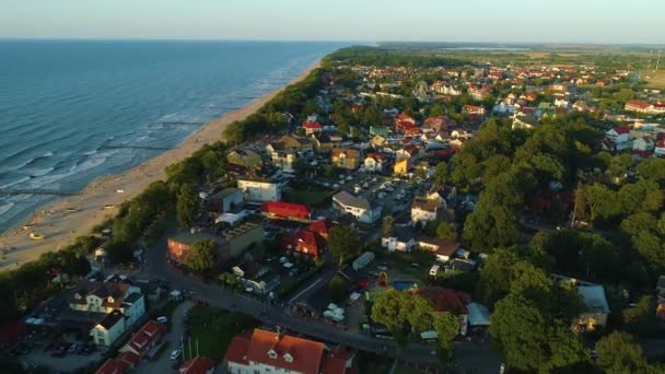 Schöne Landschaft Rewal Piekny Krajobraz Luftaufnahme Polen Hochwertiges Filmmaterial — Stockvideo
