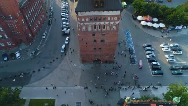 Prison Tower Torture House Gdansk Wieza Wiezienna Katownia Aerial Poland — Vídeo de stock