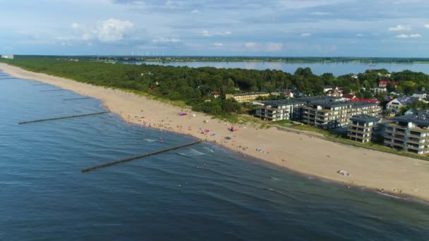 Pláž Baltské Moře Dziwnow Plaza Morze Baltyckie Aerial View Polsko — Stock video