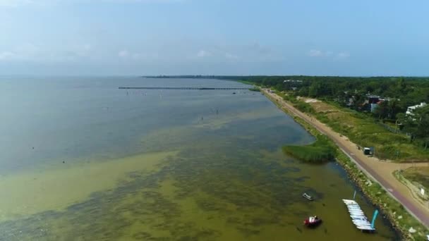 Promenade Bay Jurata Deptak Aerial View Polen Hoge Kwaliteit Beeldmateriaal — Stockvideo