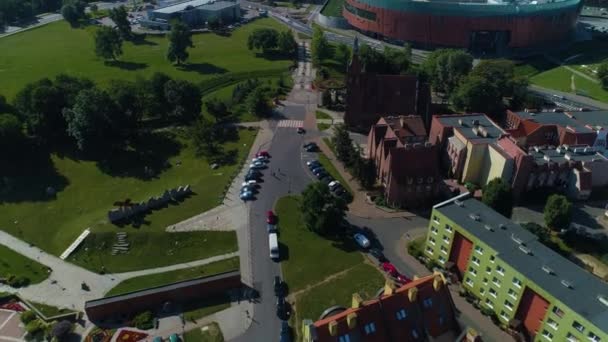 Cuprum Arena Mall Lubin Centrum Handlowe Aerial View Lengyelország Kiváló — Stock videók