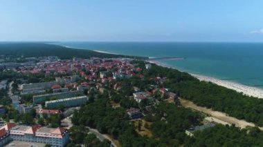 Güzel manzara Ustka Piekny Krajobraz Hava Görüntüsü Polonya. Yüksek kalite 4k görüntü