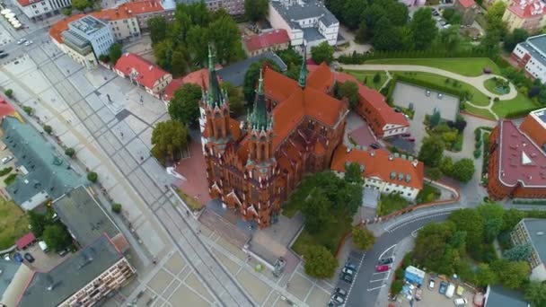 Templom Plac Jana Pawla Bialystok Kosciol Nmpaerial View Lengyelország Kiváló — Stock videók