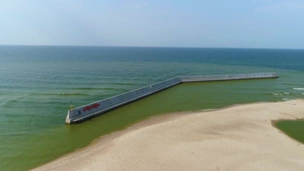 Breakwater Canal Jamno Mielno Falochron Kanal Widok Lotu Ptaka Polska — Wideo stockowe