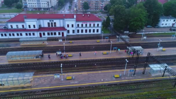 Stazione Ferroviaria Elk Dworzec Kolejowy Vista Aerea Polonia Filmati Alta — Video Stock