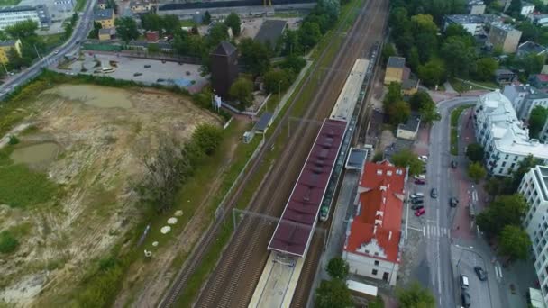 Vlakové Nádraží Pruszkow Dworzec Kolejowy Aerial View Polsko Vysoce Kvalitní — Stock video