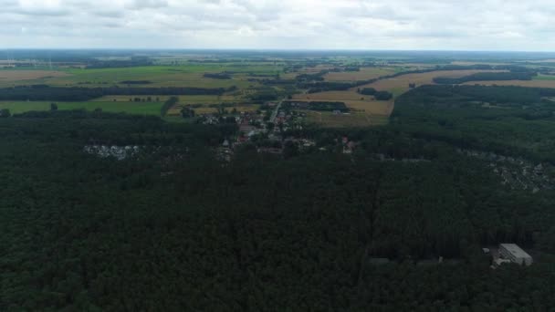 Panorama Forest Beach Lukecin Piekny Krajobraz Aerial View Polen Hoge — Stockvideo