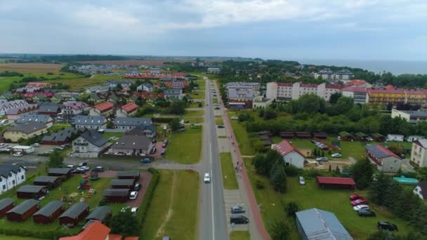 Gyönyörű Táj Apartmanok Sarbinowo Krajobraz Domki Aerial View Lengyelország Kiváló — Stock videók