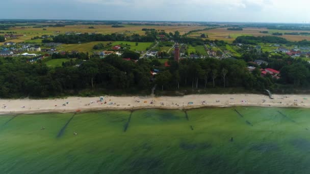 Panorama Beach Baltische Zee Gaski Plaza Morze Baltyckie Luchtfoto View — Stockvideo