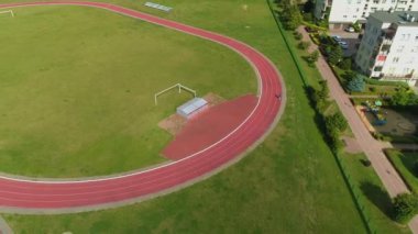 Atletizm Track Lomza Szkola Bieznia Hava Görüntüsü Polonya. Yüksek kalite 4k görüntü