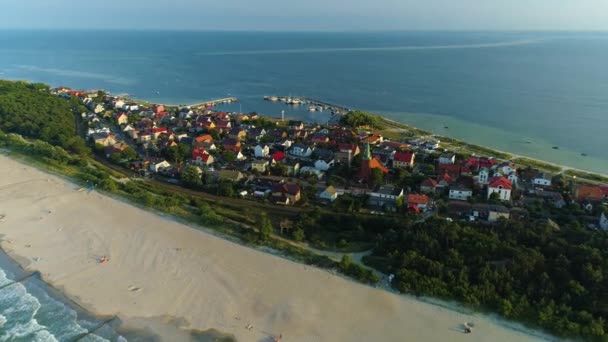 Όμορφο Τοπίο Kuznica Piekny Krajobraz Αεροφωτογραφία Πολωνία Υψηλής Ποιότητας Πλάνα — Αρχείο Βίντεο