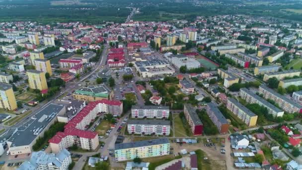 美丽的全景Ostroleka Krajobraz Srodmiescie Aerial View Poland市中心 高质量的4K镜头 — 图库视频影像