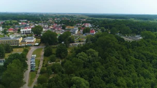 Center Main Street Dabki Aerial View Lengyelország Kiváló Minőségű Felvételek — Stock videók