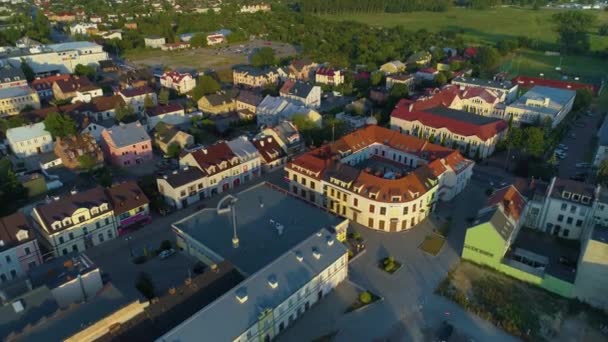 Plac Wolnosci Centrum Biala Podlaska Downtown Vista Aérea Polônia Imagens — Vídeo de Stock