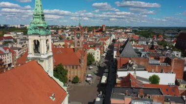 Eski Kasaba Meydanı Torun Rynek Staromiejski Hava Görüntüsü Polonya. Yüksek kalite 4k görüntü