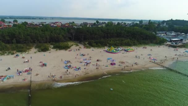 Panorama Playa Mar Báltico Uniescie Mielno Plaza Morze Vista Aérea — Vídeo de stock