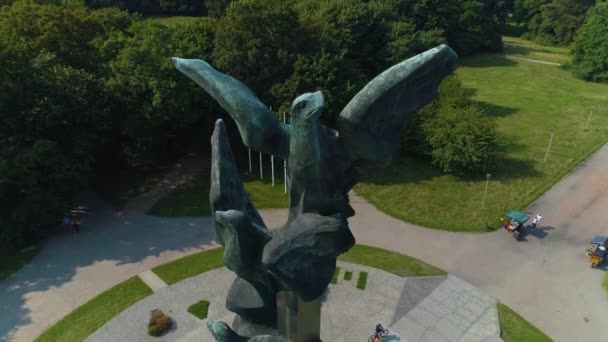 Monumento Escritura Los Polacos Szczecin Pomnik Czynu Polakow Vista Aérea — Vídeos de Stock