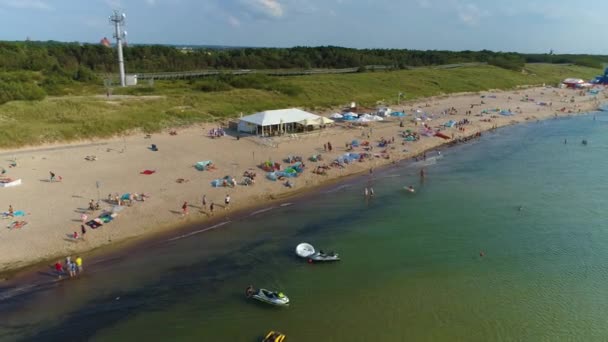 West Beach Darlowo Plaza Zachodnia Aerial View Poland High Quality — Stock Video