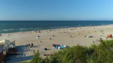 Plaj Baltık Denizi Leba Plaza Morze Baltyckie Hava Görüntüsü Polonya. Yüksek kalite 4k görüntü