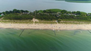 Panorama Baltık Denizi Gölü Bukowo Dabkowice Krajobraz Hava Görüntüsü Polonya. Yüksek kalite 4k görüntü