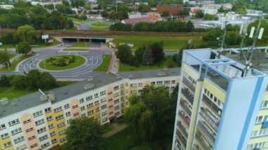 Aleja Monte Cassino Bulvarı Koszalin Havacılık Görünümü Polonya. Yüksek kalite 4k görüntü