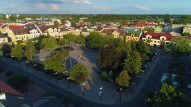 Plac Wolnosci Centrum Biala Podlaska Hava Görüntüsü Polonya. Yüksek kalite 4k görüntü