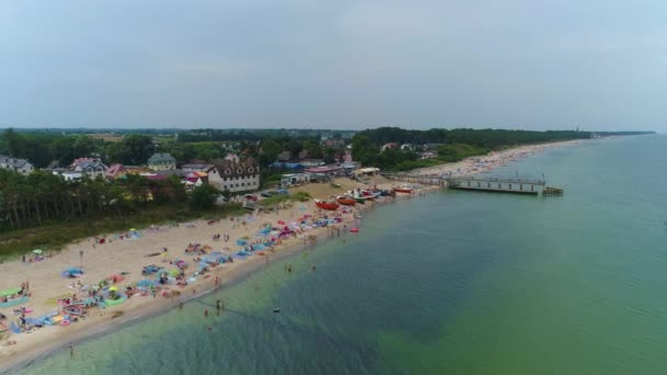 Prachtig Strand Baltische Zee Chlopy Plaza Morze Baltyckie Luchtfoto View — Stockvideo