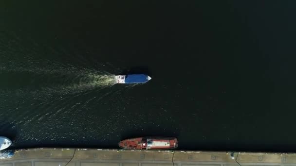 Лодный Канал Рипша Дарлоу Портовы Воздушный Вид Польши Высококачественные Кадры — стоковое видео