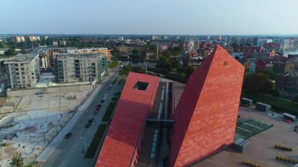 Музей Другої Світової Війни Gdansk Muzeum Aerial View Poland Кадри — стокове відео
