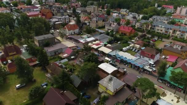 Променад Центре Города Miedzywodzie Deptak Aerial View Польша Высококачественные Кадры — стоковое видео
