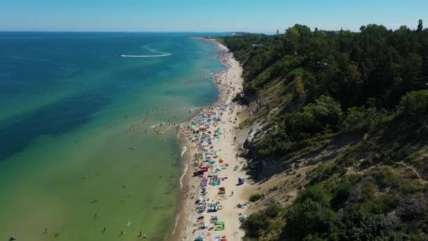 Cliff Beach Bałtyk Chlapowo Klif Plaza Morze Baltyckie Widok Lotu — Wideo stockowe