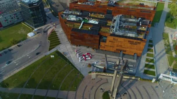 Gdansk Plac Solidarnosci Aerial View Poland团结广场高质量的4K镜头 — 图库视频影像