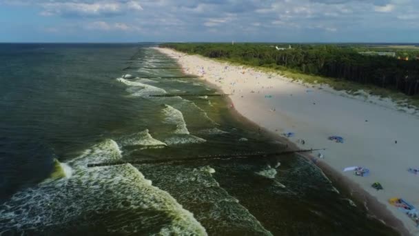 Playa Mar Báltico Dzwirzyno Plaza Morze Baltyckie Vista Aérea Polonia — Vídeo de stock