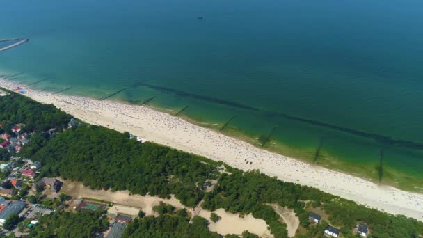 Playa Mar Báltico Ustka Plaza Morze Baltyckie Vista Aérea Polonia — Vídeo de stock