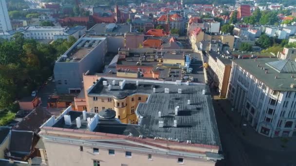 Street Gdanska Plac Wolnosci Bydgoszcz Aerial View Poland High Quality — Stock Video